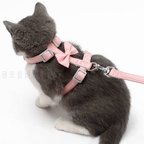 Adjustable Cats Harness Breakaway Cat Harness Leash Cotton Strap Collar with Leads for Kitten Puppy Small Dogs Walking