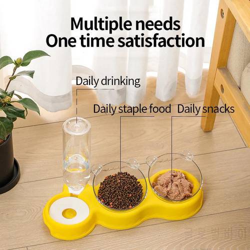 Pet Cat Bowl Double Bowl Automatic Feeder Dog Food Water Feeder Raised Stand Dish Cat Puppy Feeding Supplies Dog Accessories