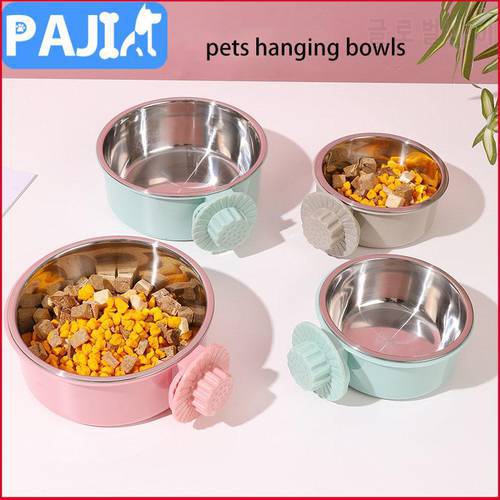 Hanging Pet Bowls Anti-fall Stainless Steel Cat Dog Bowls Healthy Creative Water Food Feeder Puppy Rabbit 2022 New Pet Supplies