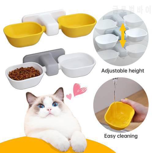 Adjustable Height Cat Feeder Double Pet Dog Cat Bowl Moisture-proof Dog Water Bowls Dual-purpose Wall Hanging Pet Feeding Bowl