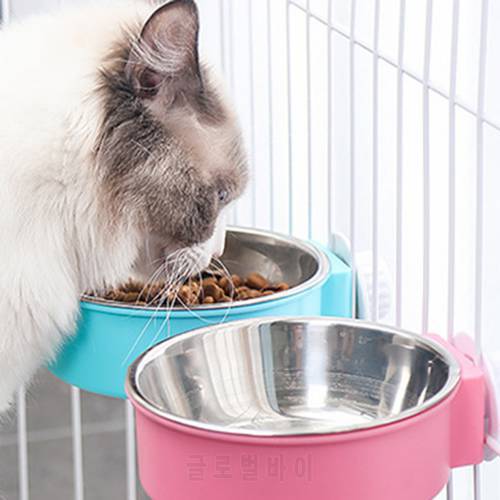 Hanging Stationary Dog Cage Bowls Stainless Steel Dog Cat Durable Bowls Puppy Kitten Feeder Water Food Bowl Pet Supplies