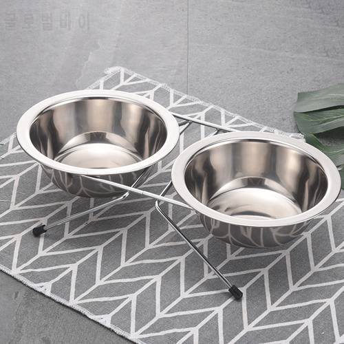 Dog Bowl Stainless Steel Pet Dogs Cat Double Bowls Durable Iron Stand Food Water Dishes Anti Slip Puppy Feeder Pet Supplies
