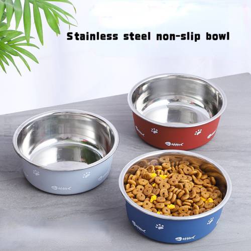 Double Thicken Dog cat Bowls Floor Suction Pet Bowl Nordic Style Stainless Steel Dog Food Water Feeder big dog Dish Accessories