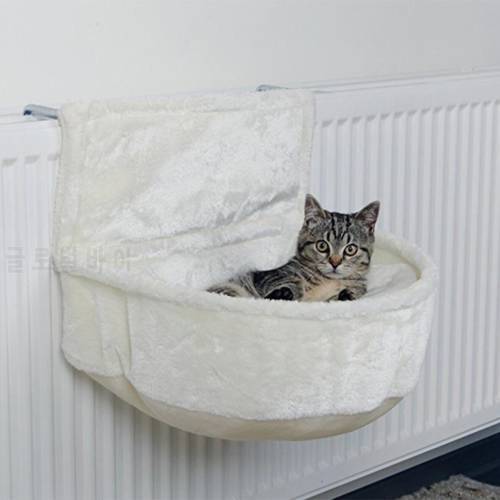 Cat Plush Radiator Bag for Small Pets Soft Cat Hanging Bed with Strong Durable Iron Frame Warm and Cosy Cat Hanging Hammock