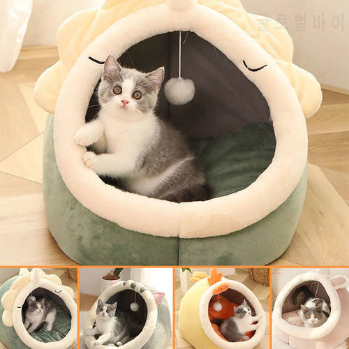 Cute pet cat bed house soft warm winter dog bed Cats House Kennel Kitten Lounger Cushion Pet Basket Washable Cats Sleeping Bag