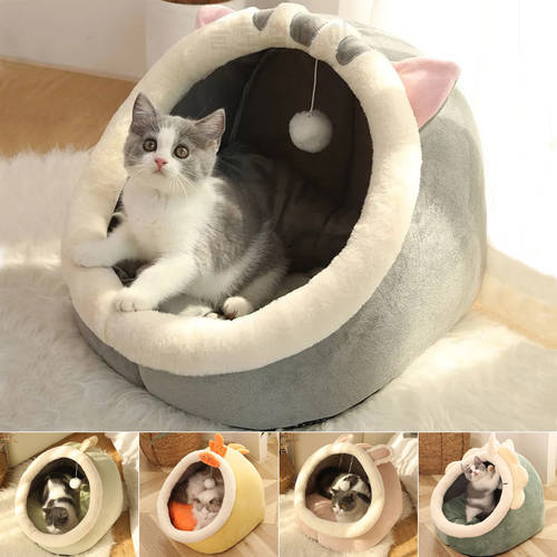 Warm Cats Bed Cute Cats House Kitten Lounger Cushion for Small Pet Sleep Tent Washable Cat Sleeping Bag Soft Dogs Basket Cave
