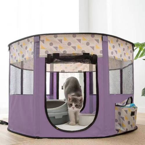 Portable Folding Cat Tent Fence Cage Dog Kennel House Round Pet Cage Delivery Room For Kitty Puppy Pet Supplies