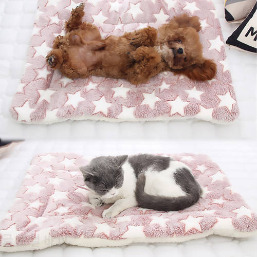 Cat Bed Mat Dog Bed Pet Sleeping Mat Winter Warm Soft Flannel Lamb Wool Blanket Carpet for Small Large Dog Cat Double-sided Use