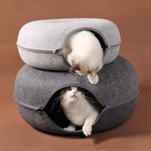 Pets House Cat Bed Tunnel Interactive Play Indoor Kitten Dog Training Toy Cats Donuts House Basket Nest Pet Accessories Supplies