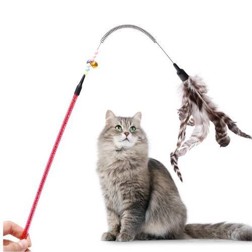 Cat Toys Feather Stick Teaser Wand Interactive Toy For Cat Kitten Exercise Play Tease Agitate Cat Fun Supplies
