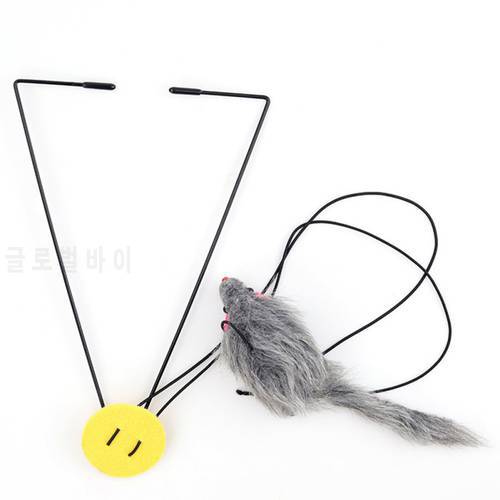 Adjustable Telescopic Elastic Rope Movement Mouse Funny Cat Stick Triangle Hook Cat Teaser Toy Automatic Hanging Mouse Cat Toy
