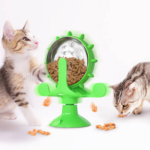 Leakage Turntable Toys 360 Rotating Windmill Interactive Teasing Pet Cat Exercise Play Game Feed Device Suction Cup for Door