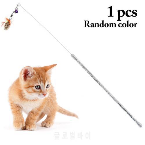 1pcs Cat Toy Pet Cats Kitten Teaser Toy with Bell Funny Feather Cat Teaser Wand Toys for Cats Pet Product Random Color
