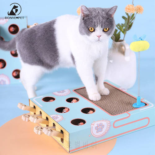 Paper Whack A Mole Game Cat Toy With Catnip Pet Scratcher Interactive Spring Stuffed Toys For Cats Accessories