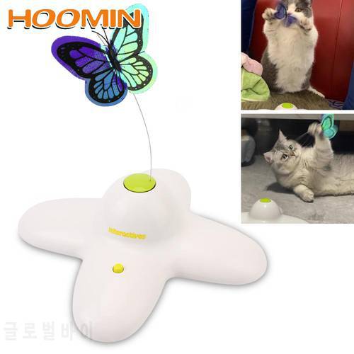 HOOMIN Interactive Flutter Bug Cat Toy 360 Degree Rotating Motion Activated Butterfly Funny Toys Automatic Flashing Puzzle Toy