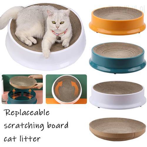 Cat Scratching Board Toy Round Funny Claw Grinder Corrugated Paper Kitten Bed Wear-resistant Scratcher Can Replace Nest for Cats