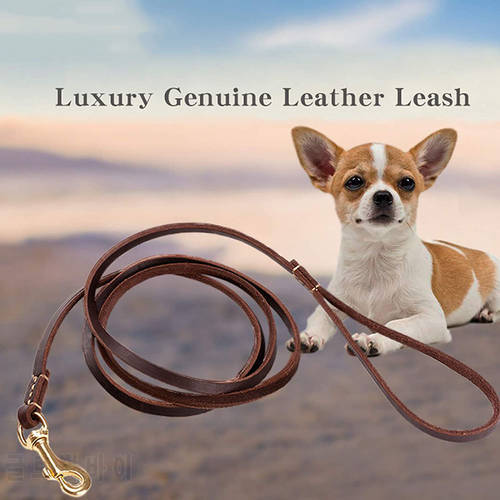 130cm 180cm Genuine Leather Small & Medium Dog Leash Handmade Durable Portable Light Soft Real Leather Leash for Small Dogs Cats