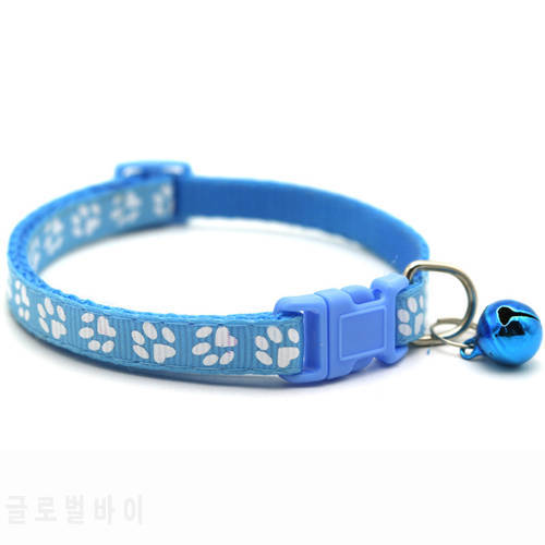 Colorful Cute Bell Pet Collar Adjustable Buckle Cat Collar Pet Supplies Footprint Personalized Kitten Collar Small Dog Accessory