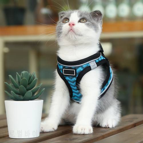 Cat Harness and Leash Set for Walking Small Dog Harness Reflective Strips Breathable Mesh Harness Vest For Puppy Kitten