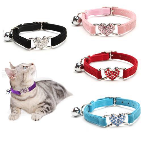 Pet dog cat collar rhinestone love half-fold plush cloth soft and comfortable bell elastic rubber band small dog collar necklace