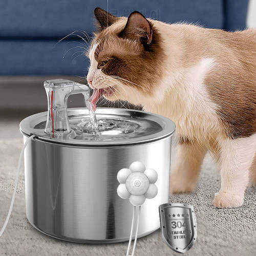 2L Pet Drinking Fountain Stainless Steel Sensor Drinker For Cat Indoor Water Fountain Cat Automatic Filter Dog Water Dispenser