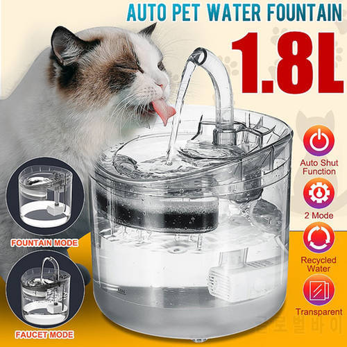 For Pets Drinking Pet Water Fountains Drinker For Cats Clear Ultra Quiet 1.8L Automatic Water Dispenser /Only 8pcs Filters