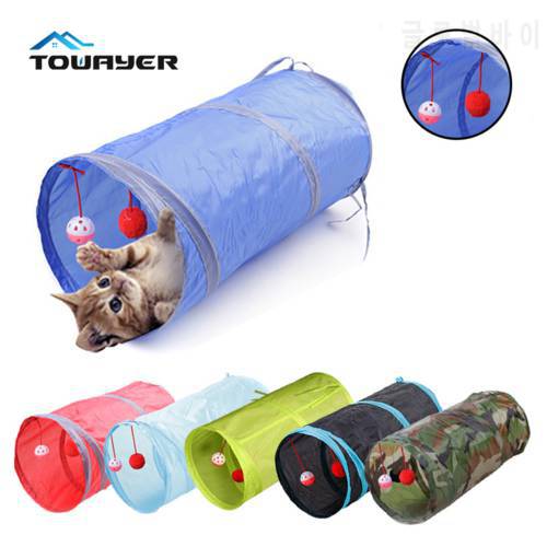 Cat Tunnel Toy Play Tubes 2 Holes Collapsible Crinkle Funny Pet Kitten Toys Puppy Ferrets Rabbit Dog Interactive Channel Tubes