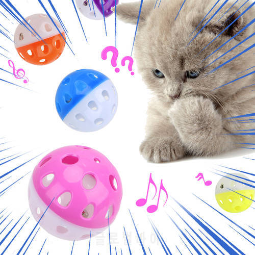 Plastic Cat Toy Ball with Bell Ring Playing Chew Rattle Scratch Plastic Ball Interactive Cat Training Toys Pet Cat Supply