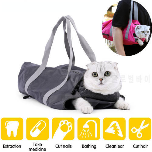 Pet Cat Carrier Bag Double-layer Lined Multi-purpose Outdoor Bag Cut Nails Bathing Anti-bite Cat Kitten Handbag Shoulder Bag