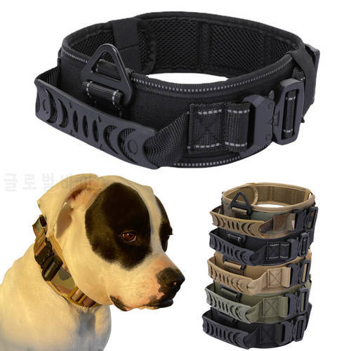 Dog Collar Length Adjustable Nylon Military Dog Collar K9 Training Metal Buckle Handle Dog Collar for German Shepherd Collar