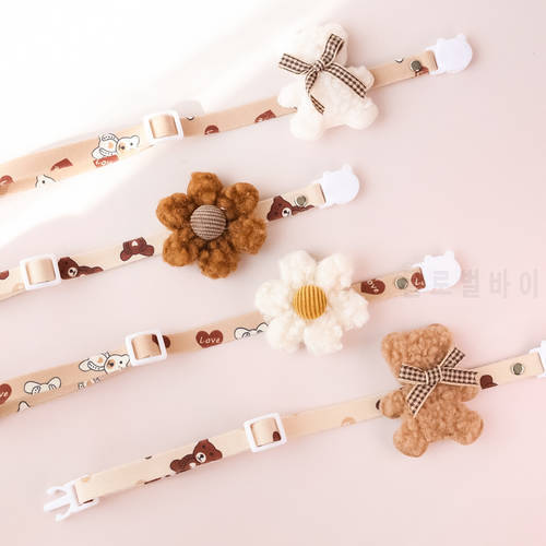 Original Design Cotton Cat Dog Collar Bear/Flower Bow Tie High Quality Adjustable Pet Kitten Necklace Cute Puppy Photo Collar