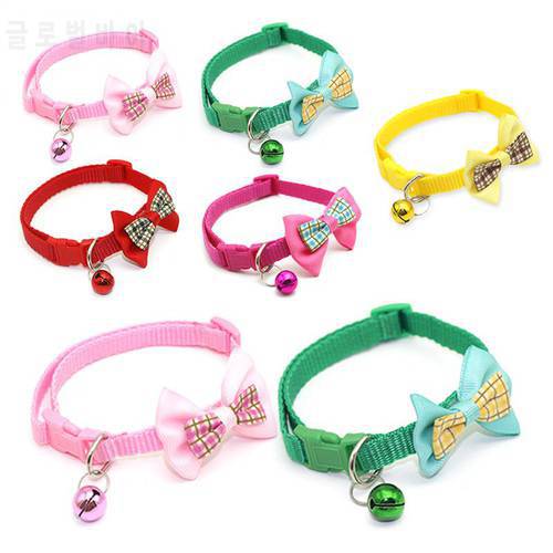Bow Knot Cat Collar Dog Collar Necklace Adjustable Strap For Cat Collar Fashion Checkered Bow With Bell Collar Cat Accessories