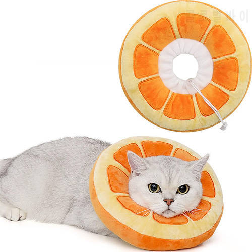 Cat Recovery Collar Fruit Shaped Recovery Adjustable Cotton Blends Neck Prevent Bite Recover Pet Elizabeth Puppy Cat Cone Collar