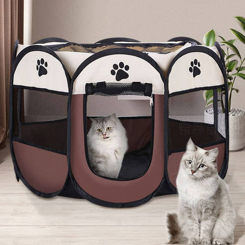 Portable Pet Cage Folding Pet Tent Dog House Outdoor Dog Cage Pet Playpen Cats Kennel Dogs House Octagon Cage For Indoor Playpen