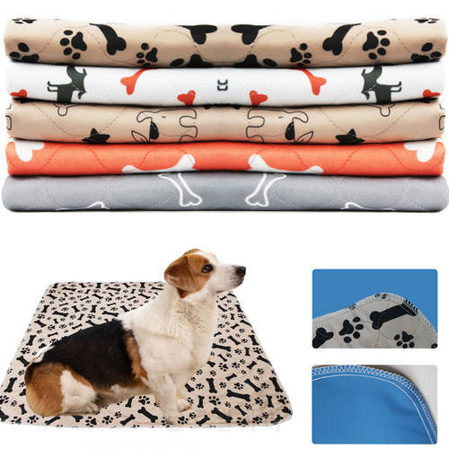 Reusable Pet Urine Pad Washable Dog Cat Diaper Mat 3 Layer Absorbent Dogs Diapers Pads Bone Paw Print for Sofa Bed Floor