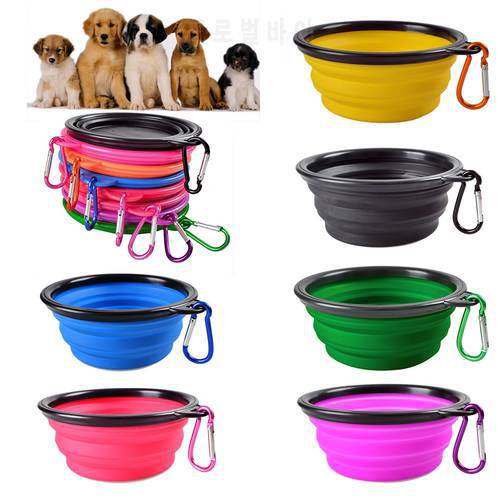 Foldable Feeder Bowls For Dog Puppy Pet Cat Water Drinking Bowl Food Container Silicone Eating Dish Portable Travel