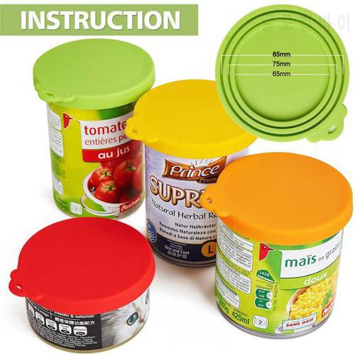 3 In 1 Silicone Can Cover Reusable Food Storage Keep Fresh Tin Cover Can Cap Pet Silicone Can Lid Hot Kitchen Pet Daily Supplies