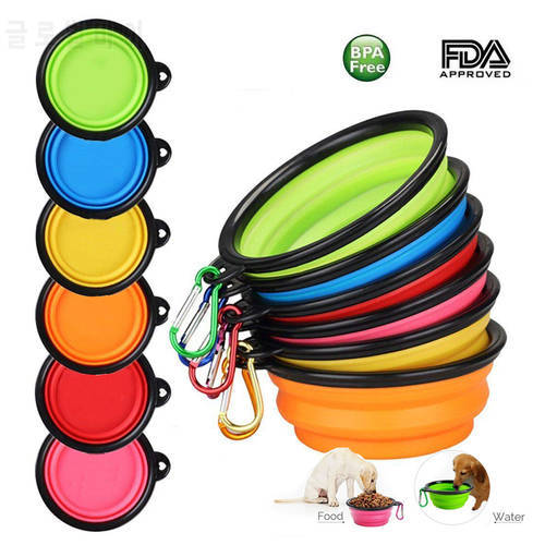 Silicone Dog Bowls Portable Dog Water Bowl Outdoor Travel Pet Bowl for Cat Dog Puppy Food Container Feeder Bowl with Carabiners