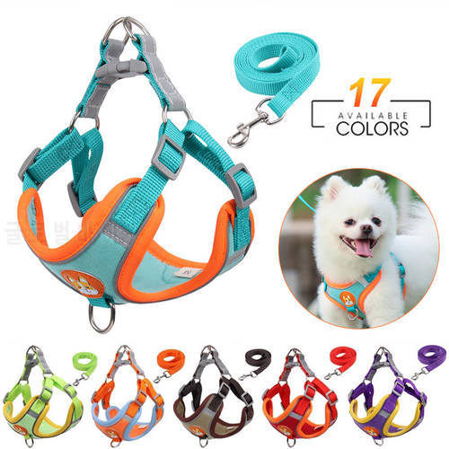 Dog Harness with Leash Set Reflective Walking Running Dogs Collars No Pull Outdoors Travel Pet Chest Strap Vest for Small Dogs
