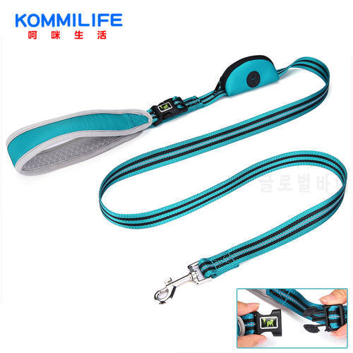 Multifunctional Dog Leash Reflective Nylon Pet Leahs for Dogs Removable Handle Dog Lead with Garbage Bag Dispenser Traction Rope