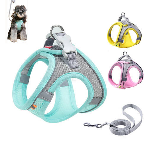 Dog Harness Clothes Vest Chest Cat Collars Rope Small Dogs Reflective Breathable Adjustable Outdoor Walking Dog Accessories