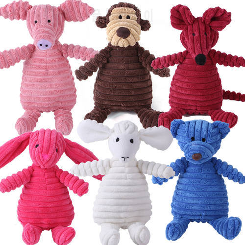 Pet Plush Toy with Sound 12 Kinds Animal Dog Squeaky Chew Toy Puppy Cat Corduroy Bite Resistant Funny Toy Dog Supplies