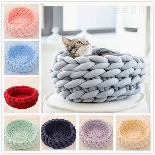 Hand-knitted Pet Cat&39s Kennel with Cotton Wool Filling Core Can Be Machine Washable and DIY Arm Coarse Cloth Dog Kennel