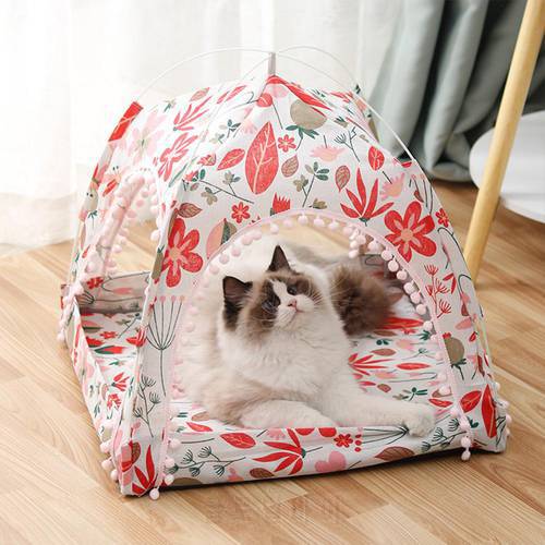 Foldable Pets Tent Portable Mat Mesh Ventilation Hole Indoor Breathable Kennel Puppy Sleep Cat Bed Pet Accessories
