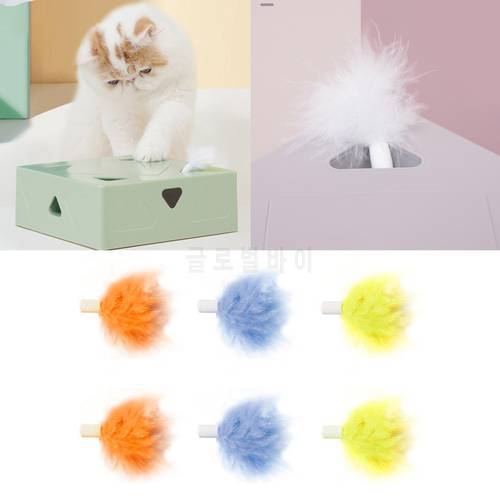 Interactive Toy Funny Simulation Feather Replacements Head Stick Toy Head for FOFO Kitten Playing Teaser