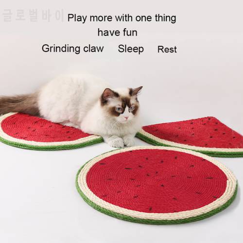 Creative Watermelon Sisal Cat Scratch Pad Non-slip Eva Round Mat Woven Cotton Hemp Cat Grinder Scratch Board Cat Toy