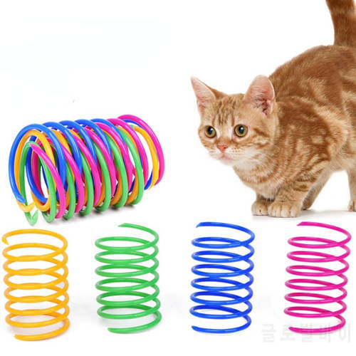 12pcs/lot Cat Spring Toy Colorful Plastic Spring Training Toy For Interacting With Pet Cats Toys Interactive Pet Supplies
