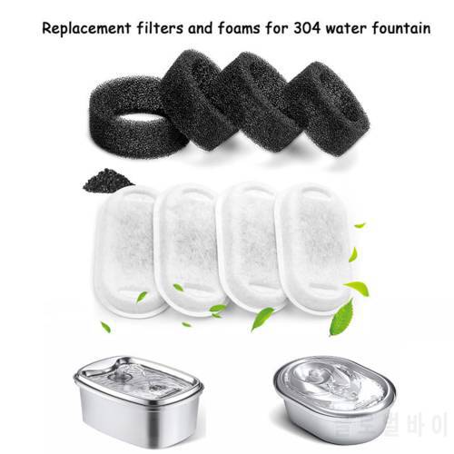 Cat Water Fountain Filters for Stainless Steel 67oz/2L Adjustable Water Flow Pet Fountain, Pet Replacement Filters with Sponges