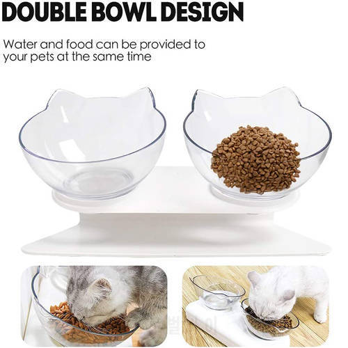 Ulmpp Dog Cat Food Bowl Feeder Water Dispenser Pet Drinking Raised Stand Double Dish Non-Slip for Rabbit Kitten Puppy Supplies