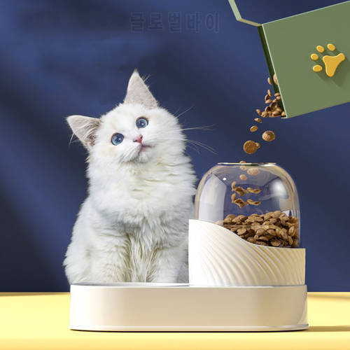 4L Automatic Cat Bowl Water Dispenser Water Storage Pet Dog Cat Food Bowl Food Container with Waterer Pet Waterer Feeder